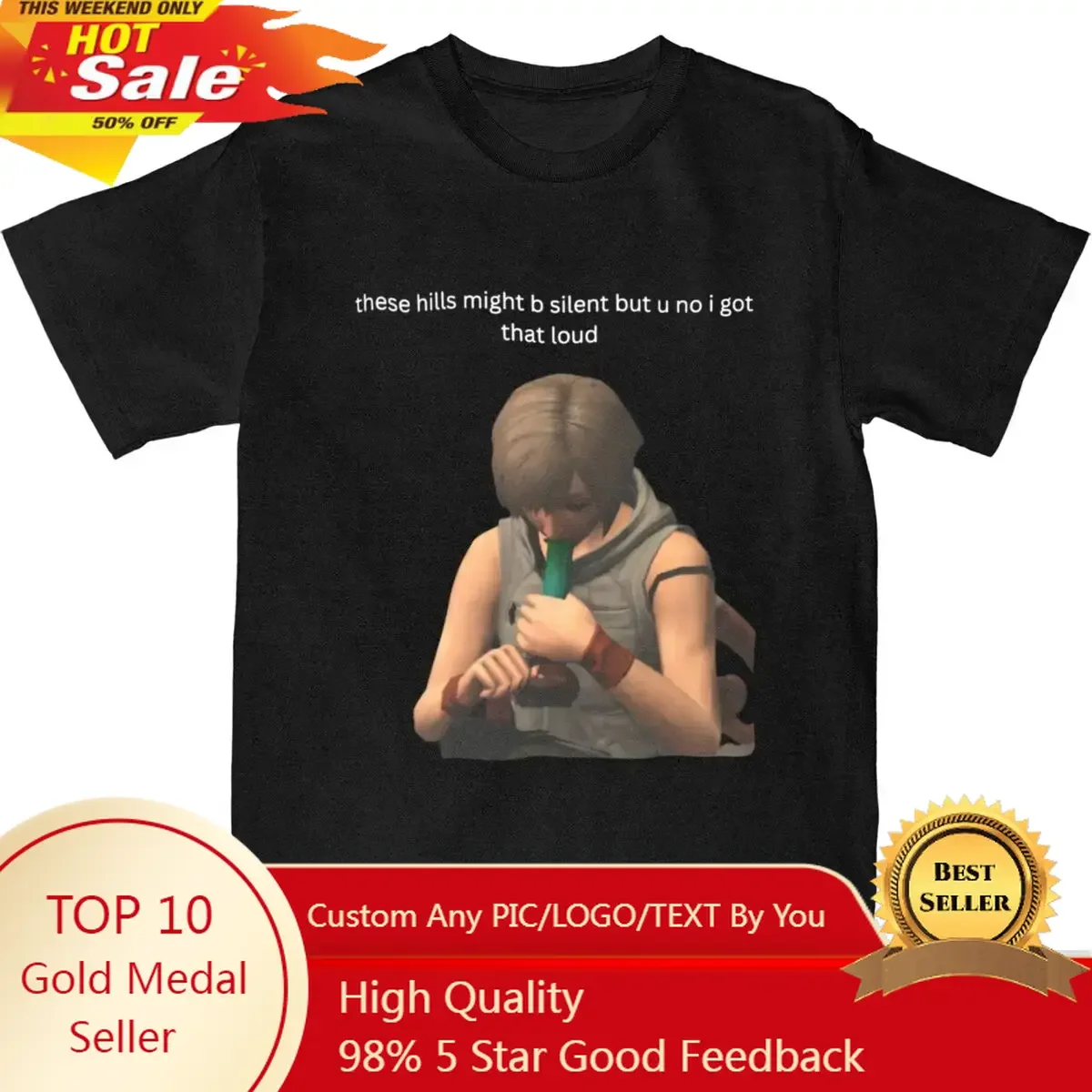 

Men Women That Loud Colorized Silent Hill T Shirt Merch 100% Cotton Horror Core Gaming Tee Shirts Clothing New Arrival