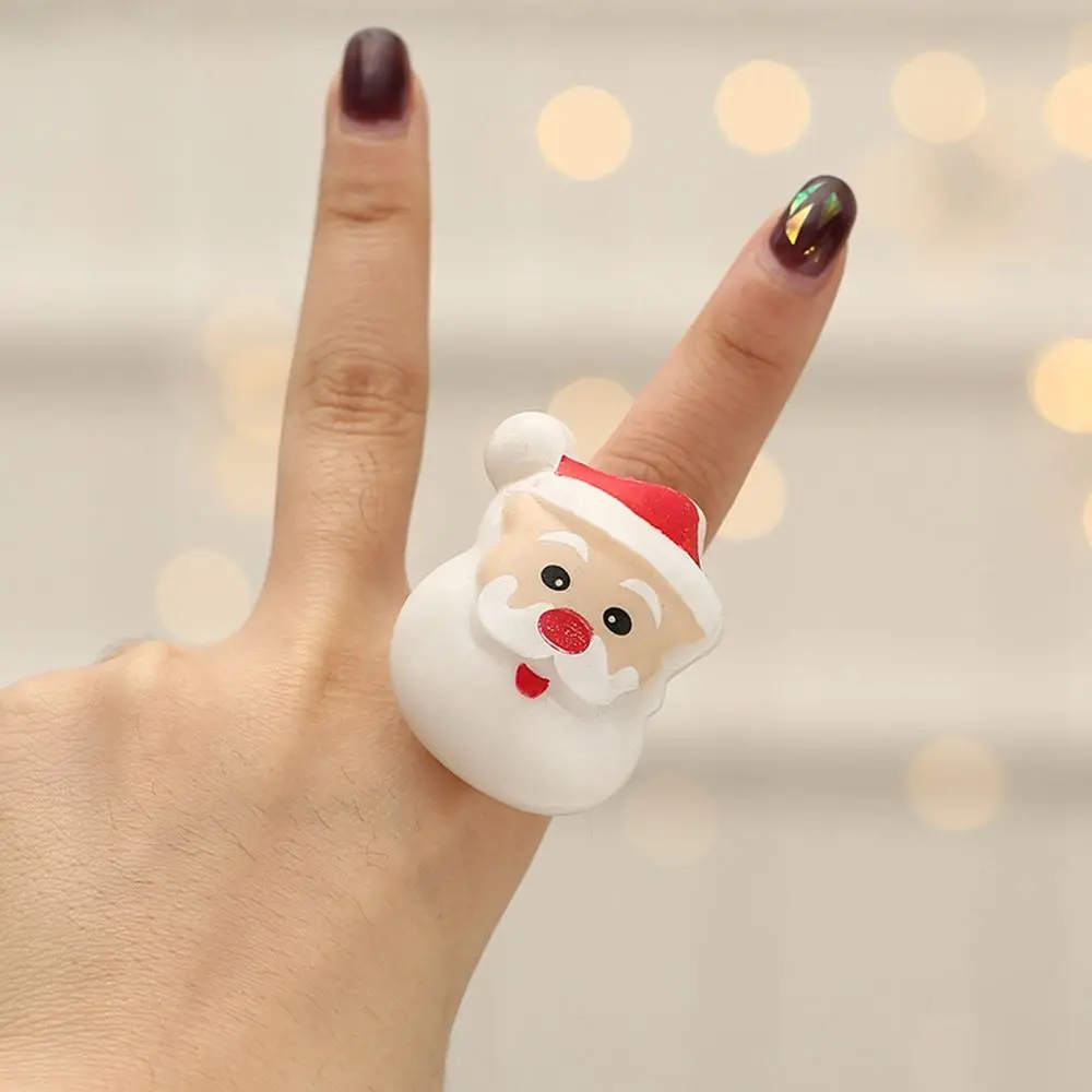 Sweet Vintage Christmas Gift Snowman Christmas Tree Index Finger Ring Fashion Jewelry Christmas Rings Glow Rings Cartoon Ring