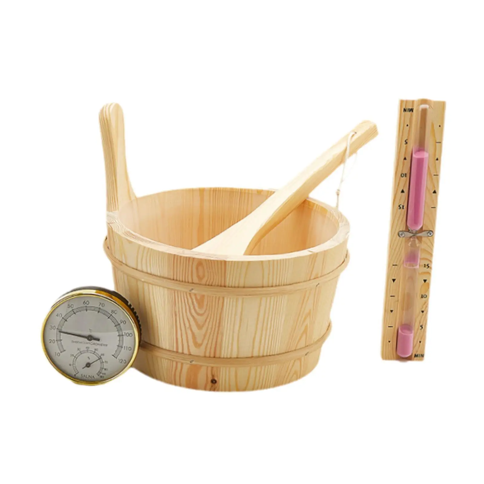 Wooden Sauna Bucket and Ladle Portable Sauna Barrel for Bathroom Home Bath