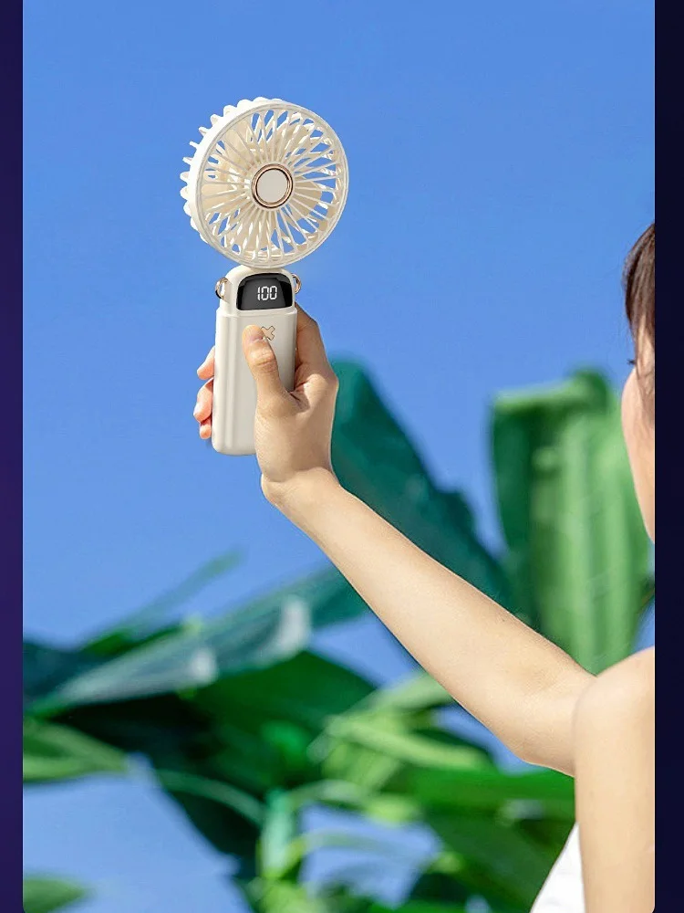 2025 مروحة جديدة قابلة للطي ومحمولة على الحائط، شاشة رقمية، للاستخدام الداخلي/الخارجي، أداة تبريد سطح المكتب المكتبي