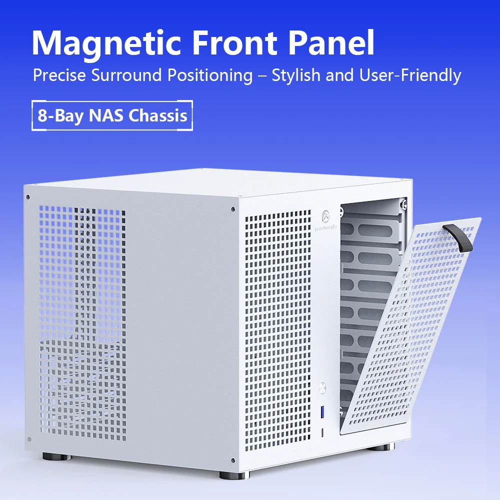 Sagittarius 8-Bay NAS Chassis with Backplane - Supports ATX Power/MATX/Full-Height PCIe for Synology/UNRAID/AIO