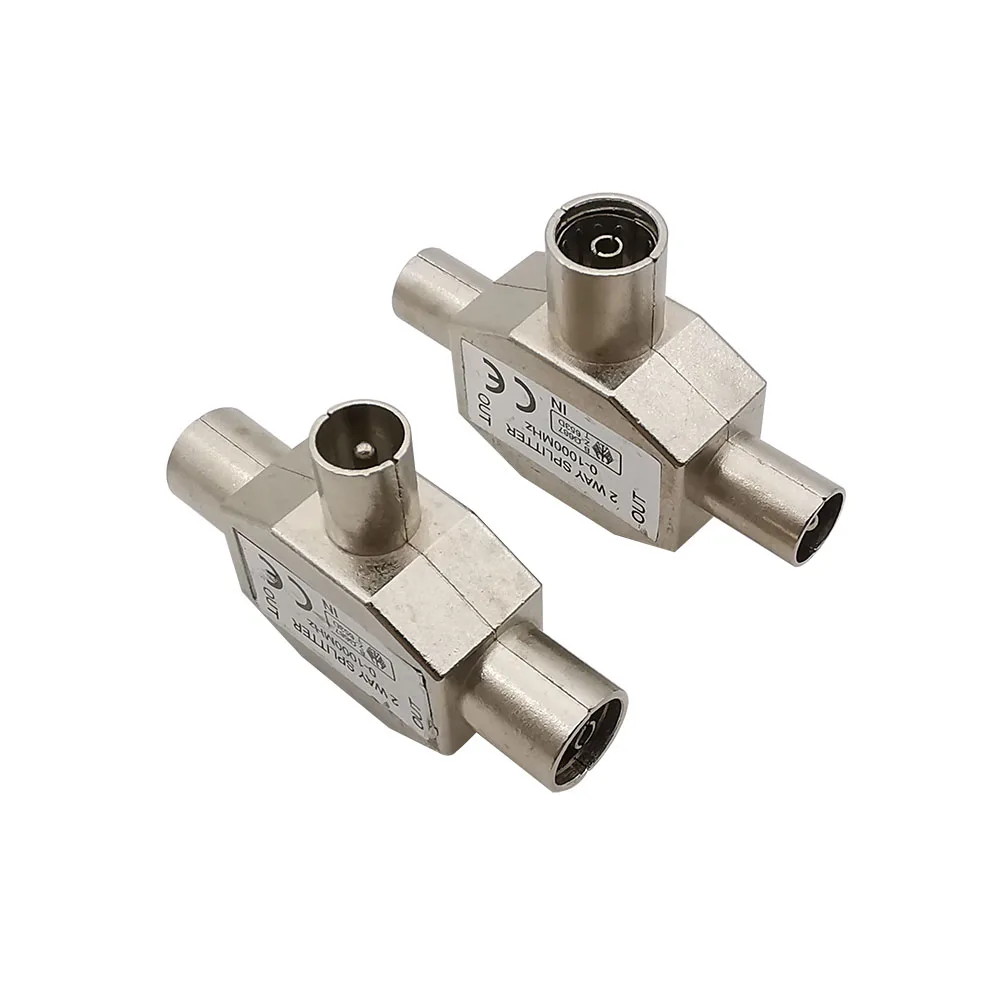 1Pcs 2-Way Splitter TV Male Plug Female Socket Antenna Coaxial Signal Distributor Connector T-Shape TV Cable Antennas Splitter