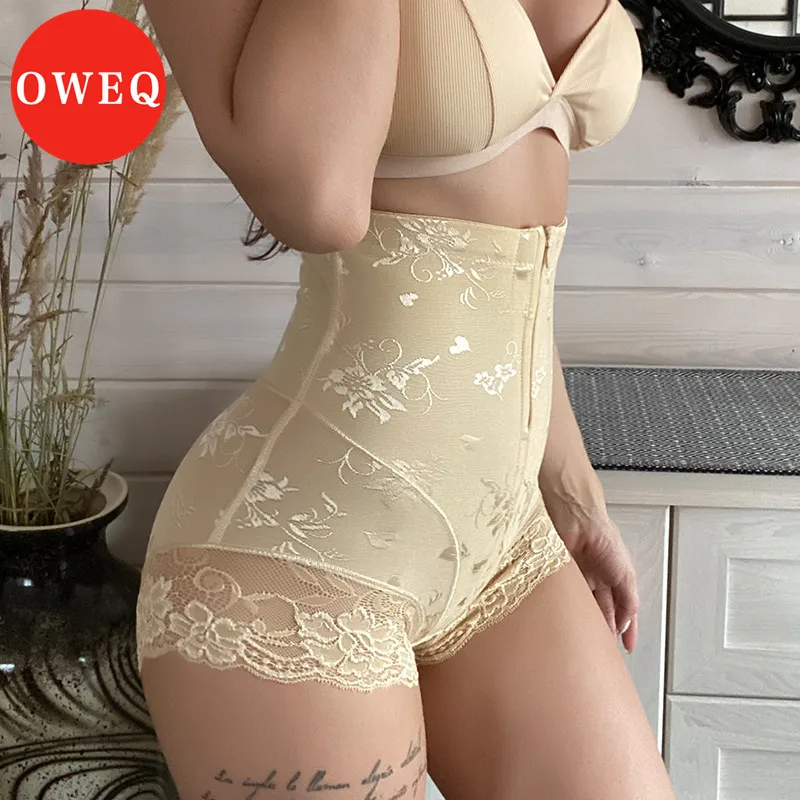 OWEQ Women Hip Butt Pad Control Panties Sexy Lace Shapers Body Shaper Zipper Slimming Girdle Underwear Women Shapewear