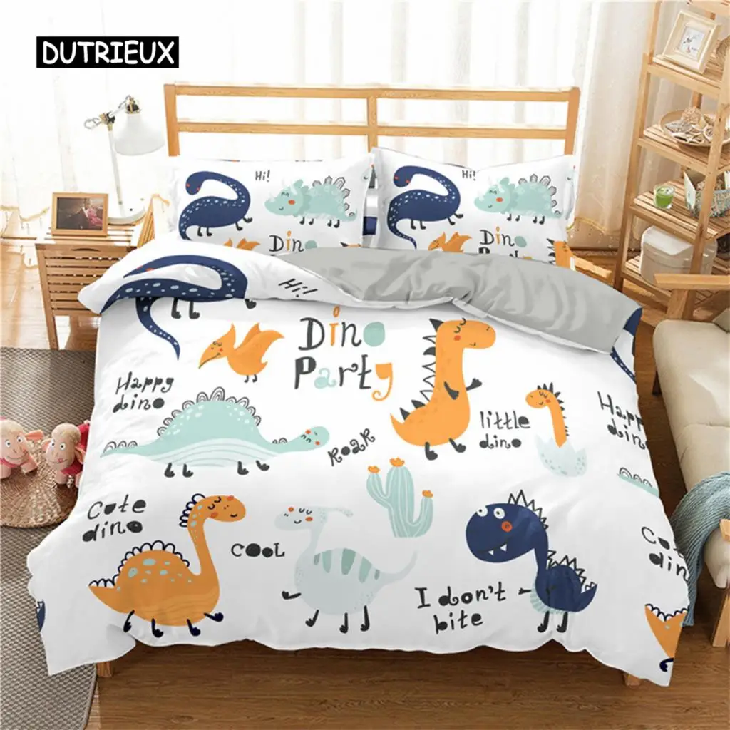 

Cartoon Dinosaur Duvet Cover Bedding Set Cartoon Animals Duvet Cover Microfiber Quilt Cover for Kids Boys Girl Teen Room Decor