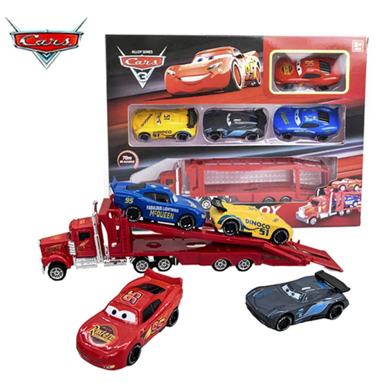 5pcs/set Disney Pixar Car 3 Lightning Mcqueen Uncle Truck Jackson Storm 1:55 Diecast Metal Car Cartoon Model Toys For Kids Gifts