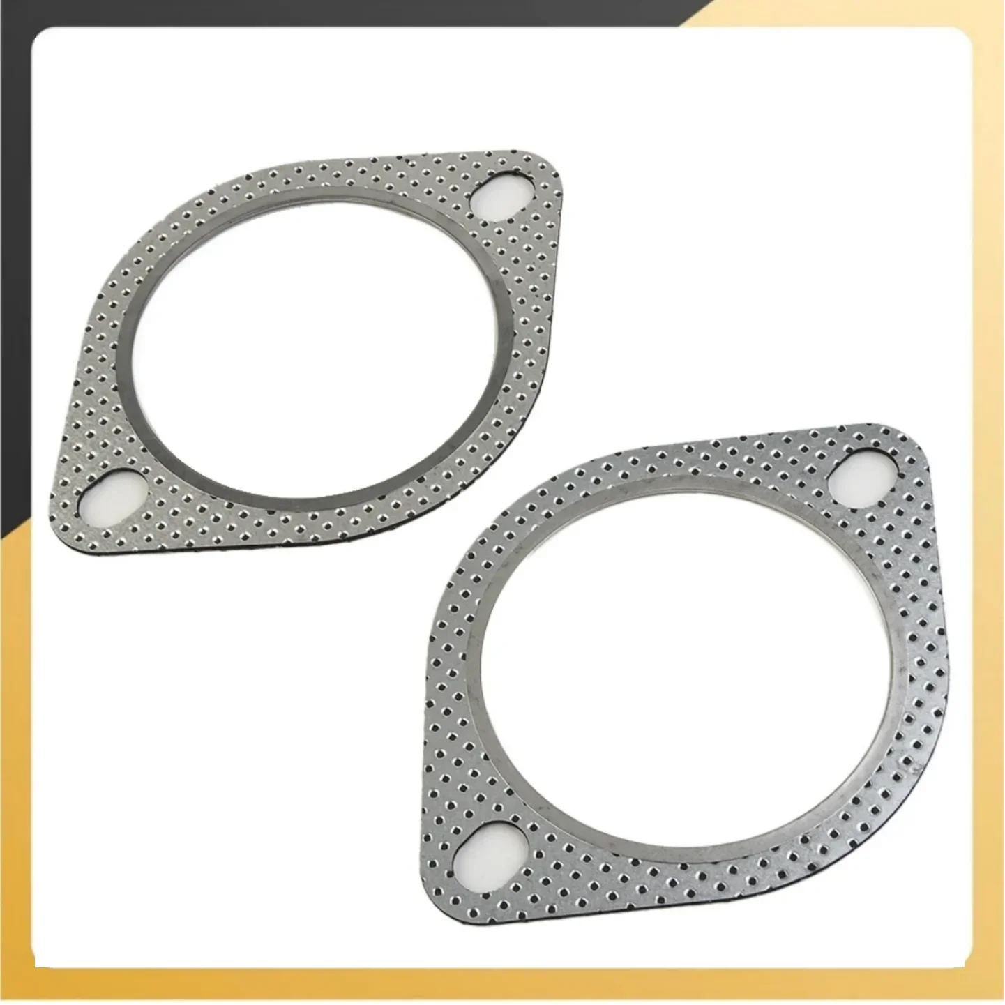 

2pcs Exhaust Gasket 2 Bolt 3" Inch Downpipe Metal Multi Layer Reinforced 76mm Replacement Car Accessories