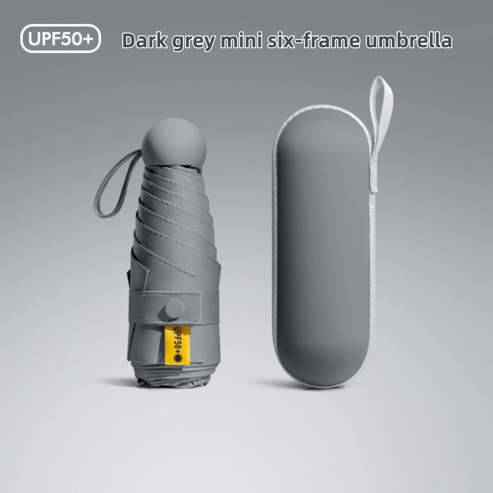 1 Stück Anti-UV-Mini-Regenschirm für sonnige und regnerische Tage, tragbar mit UV-Beschichtung und 6 verstärkten Rippen