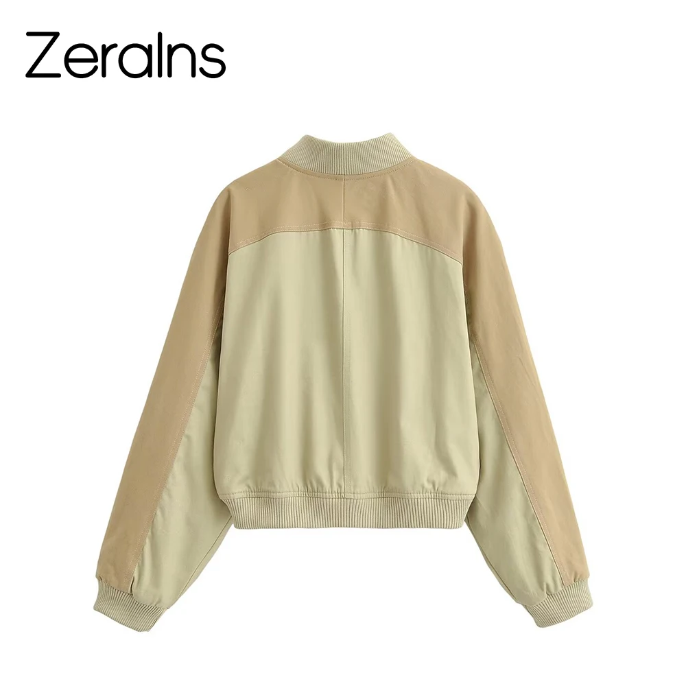 ZERAINS 2026 summer new women's washed effect zipper long sleeved stand up collar pilot jacket jacket