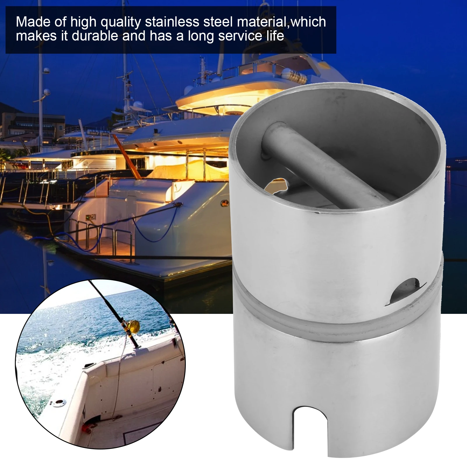 1pc 304 Stainless Steel 360 Degree Drop‑in Swivel Marine Fishing Pole Converter for Rod Holder Drop‑in Swivel Marine Boat Swivel