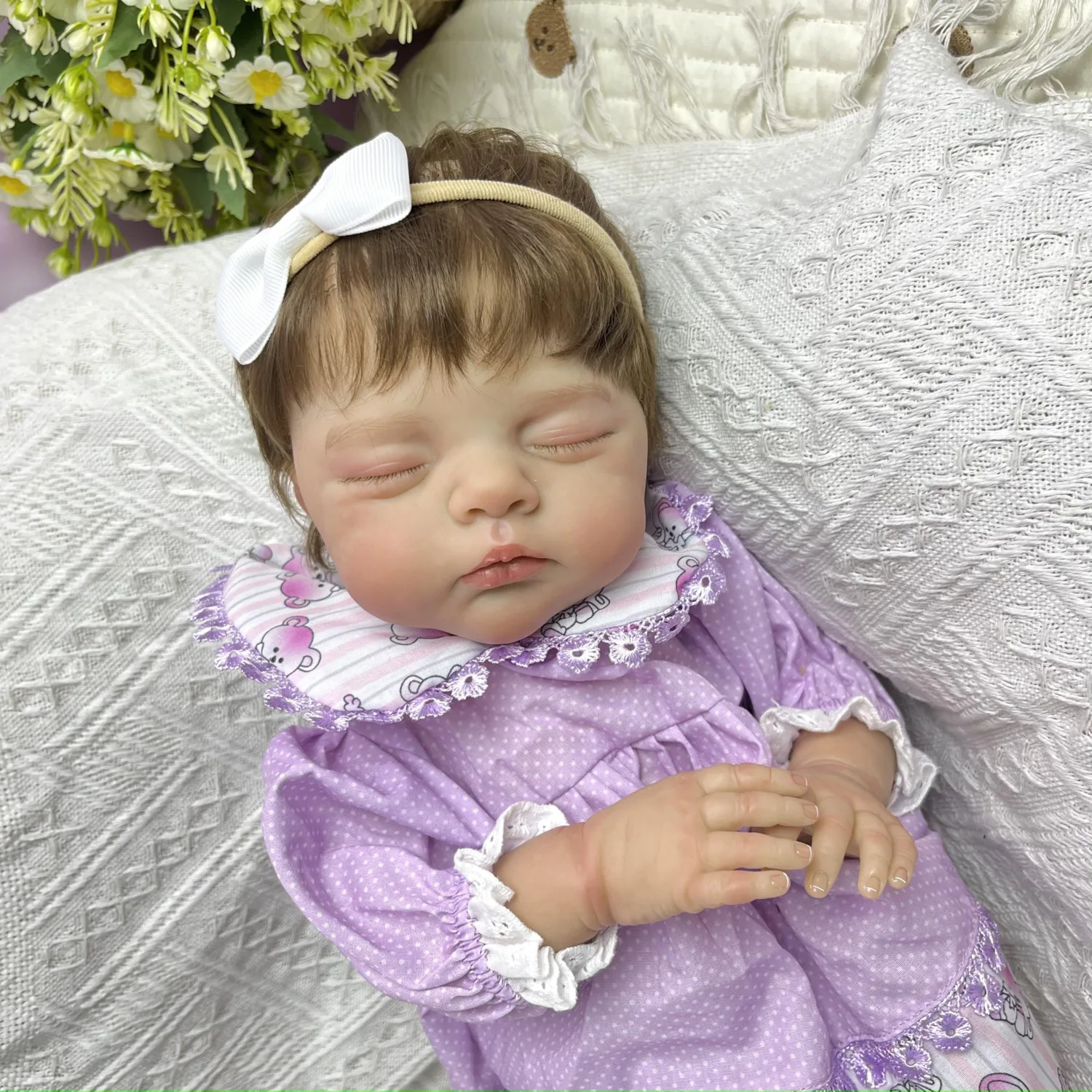 BZDOLL 19 Calowa 48 CM Lalka Reborn Dziewczynka z Pełnego Winylu, Realistyczna, Ręcznie Robiona, Modna, Idealna na Prezent Urodzinowy