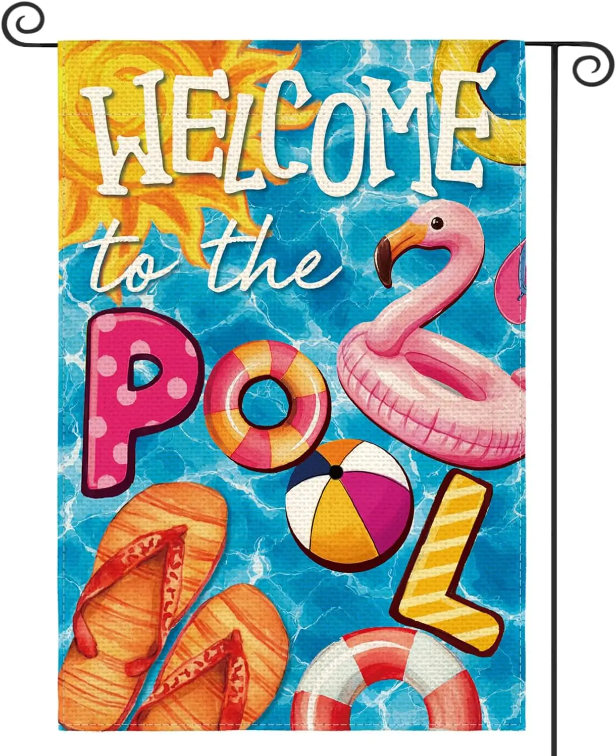 AVOIN colorlife Welcome to the Pool Garden Flag 12x18 Inch Double Sided, Summer Flamingo Pool Float Yard Outdoor Decoration jjp