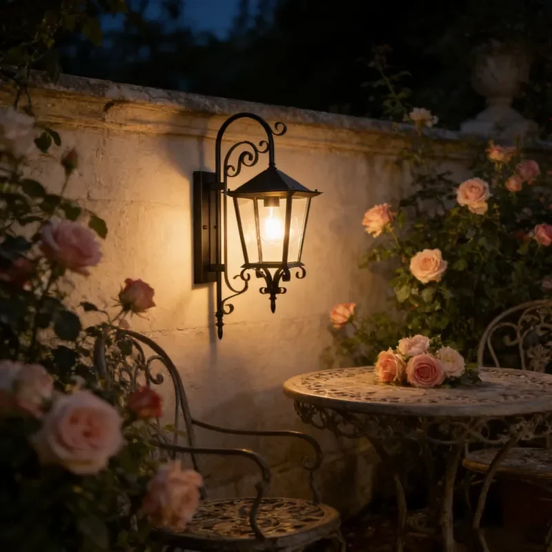 Black square aluminum retro large outdoor LED cylindrical wall lamp IP65 waterproof sensor polycarbonate garden villa 5 years