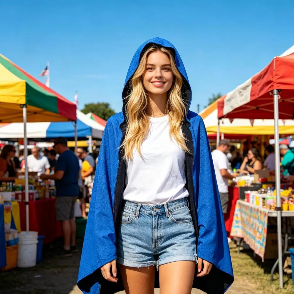 Outdoor Poncho Sun Protection Poncho Hooded Cape Lightweight Uv Shield Beach Cover Windproof Summer Shawl Arm Sleeve Cloak Uv