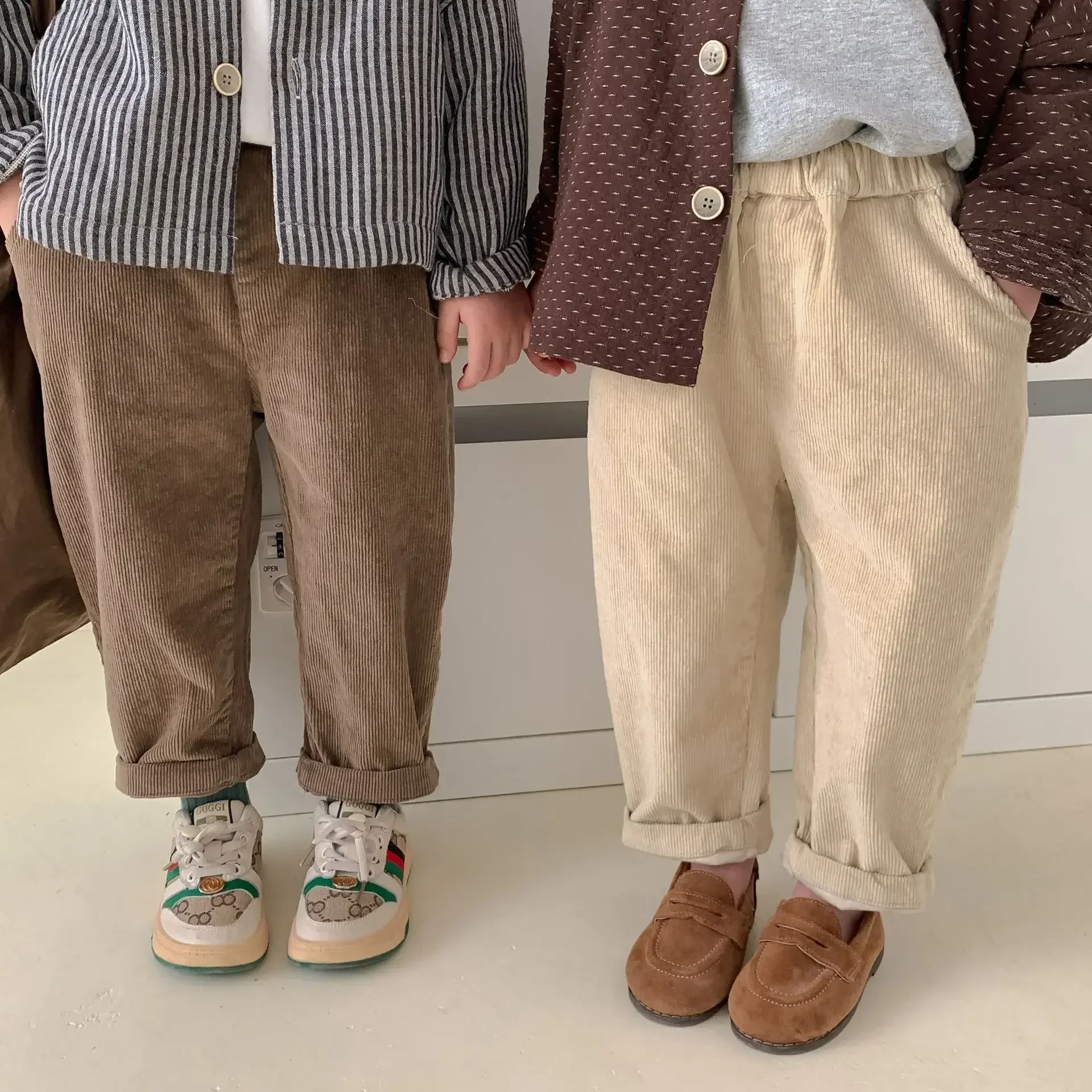 LILIGIRL 2025  Boys Korean  Corduroy Pants Autumn Winter Hot Sale Girl Casual Pants Long Pants 1-7Year Kid's Pants Trousers