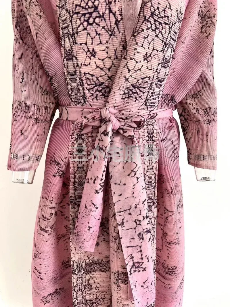 ALSEY-Robe imprimée à manches longues pour femmes, coupe-vent, abayas de styliste, col coloré, ceinture, nouvelle collection hiver 2024