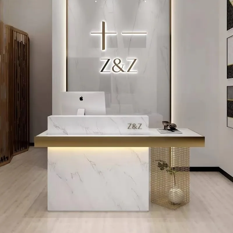 Barber Front Desk Reception Counter Checkout Business Clinic Reception Desks Beauty Salon Mostrador Recepcion Office Furniture