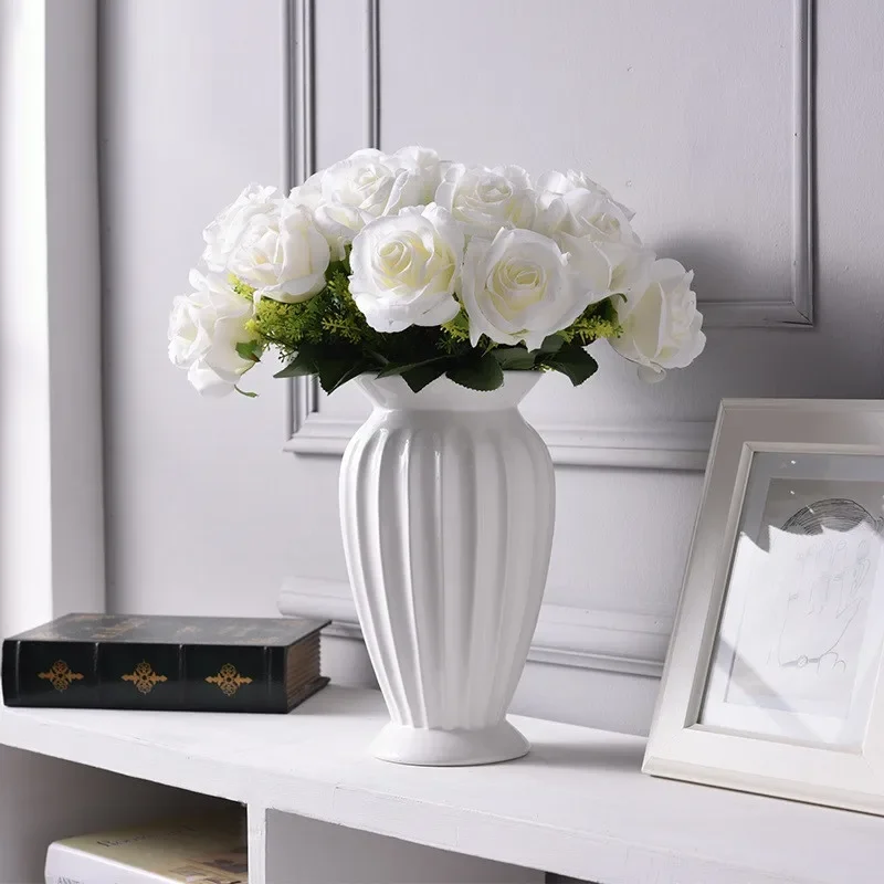 

Modern Minimalist Europe Style Ceramic Flower Vase Ornaments Tabletop White Home Christmas Decoration