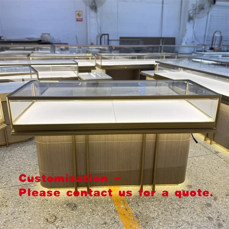 

custom.New Design Wood Grain Paint Jewellery Display Showcase Customizable Metal Jewelry Showcases Retail Jewelry Shop