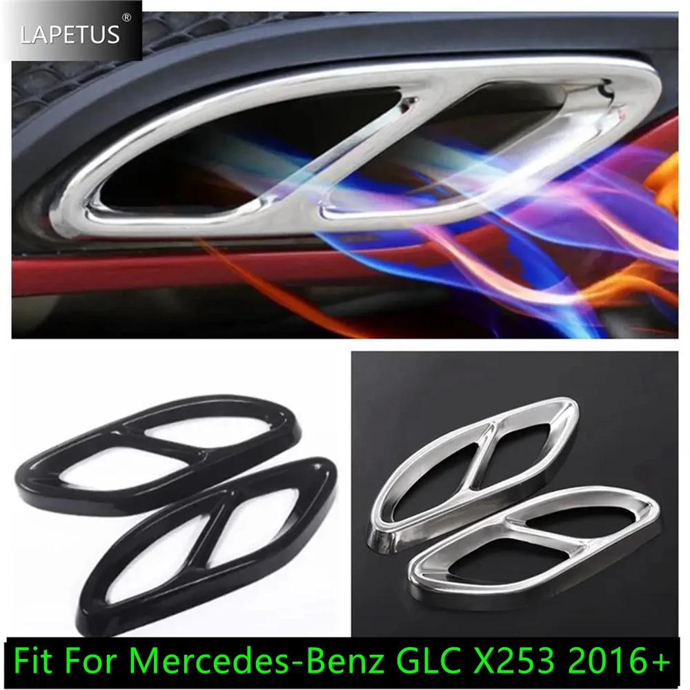 Car Rear Trunk Tail Exhaust Muffler Tip Pipe Frame Decor Protector Accessories Cover Trim For Mercedes-Benz GLC X253 2016 - 2021