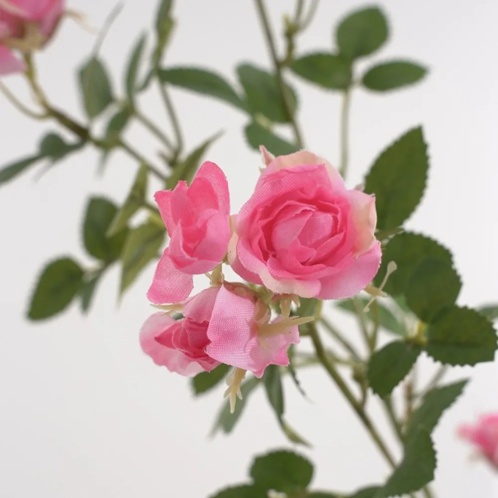 

65cm Artificial Rose Flower Branch Real Touch Plastic Silk Mini Rose Elegant Handmade Simulation Rose Flower Wedding Decor