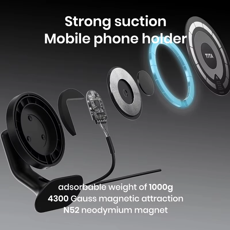 حامل هاتف سريع لاسلكي للسيارة مغناطيسي قوي لطراز Tesla Y Model 3 Highland 3 مع 360 درجة ° حامل الهاتف الدوران #4