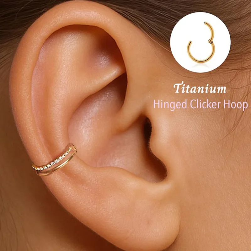 

1PC G23 Titanium Daith Conch Earring 16G Nose Septum Clicker Double Hoop Hinged Segment Ear Cartilage Piercing Sexy Body Jewelry