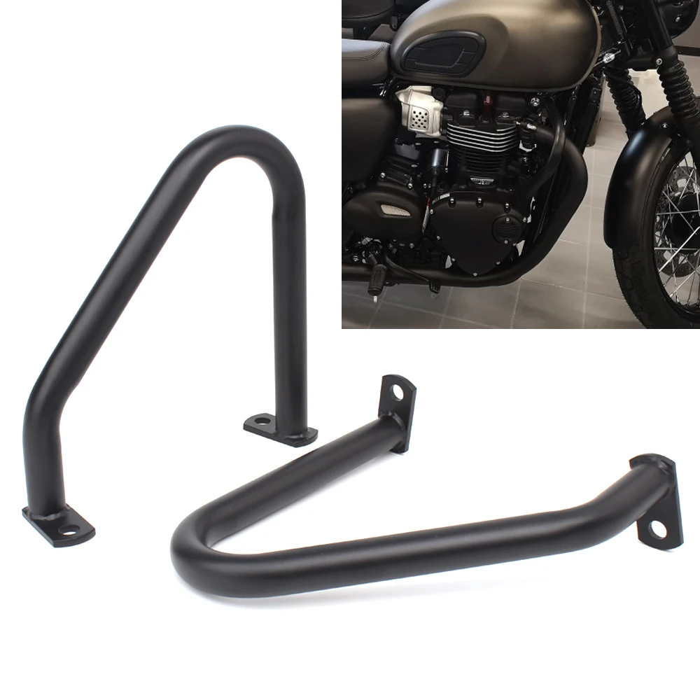 For Triumph Bonneville T100 T120 Thruxton 1200 Street Twin Cup Bobber 16-Up Black Motorbike Engine Crash Bars Made Of Iron 1 Set