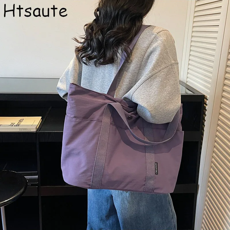 High Quality Nylon Large Shopping Bags for Women Luxury Handbags Women Bag Solid Color Top-handle Bags Traveling Tote