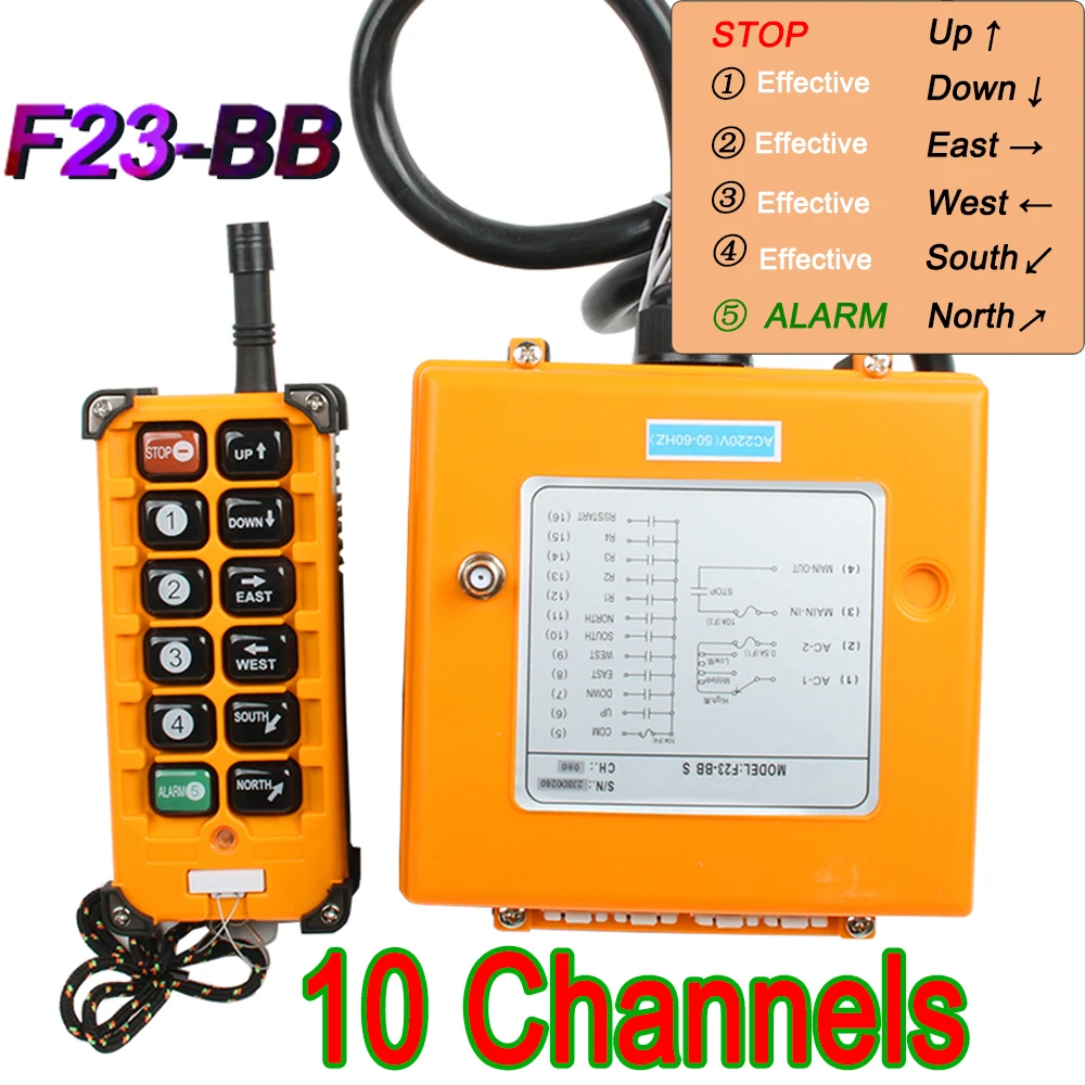 F23-BB F23-A +++ S อุตสาหกรรมรีโมทคอนโทรลไร้สายควบคุมความเร็วรอกวิทยุควบคุมเครนเครนยก24V 12V 220V