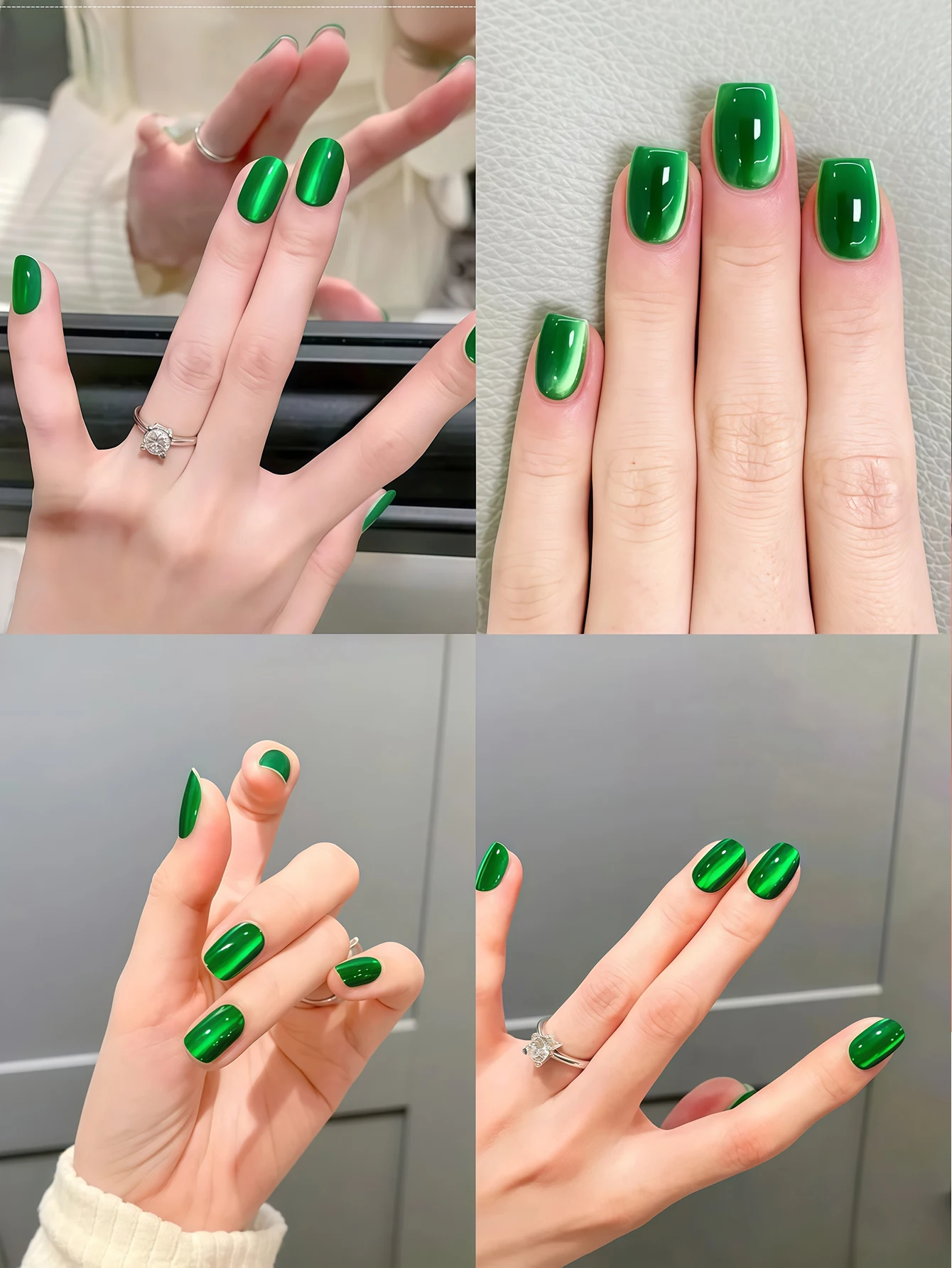 5 in 1 ワンステップキャットアイネイルポリッシュジェル トップコートとベースコート不要 グリーン 15ml ジェルネイルポリッシュセット 秋のグロッシー仕上げ S