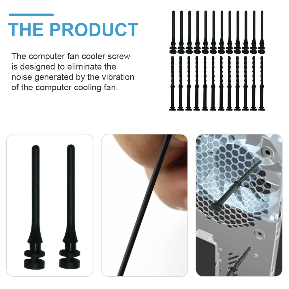 Noctua 선풍기 충격 흡수 고무 못 냉각 컴퓨터 케이스, 충격 방지 나사, 블랙 실리콘 쿨러, 24 개