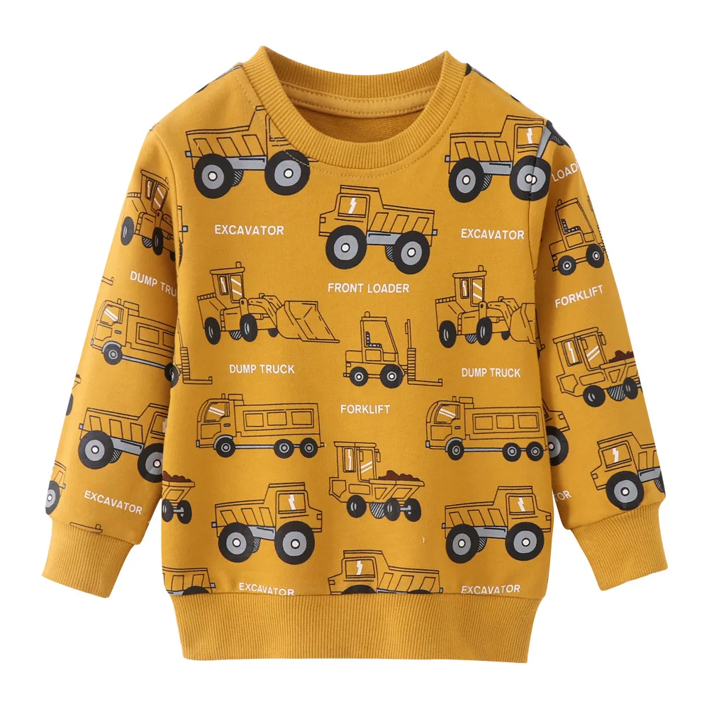 New Boys Casual Sweatshirt Spring and Autumn Clothing Cotton Kids Round Neck Printed Car Long Sleeve Tops Infant Trend 2-7T