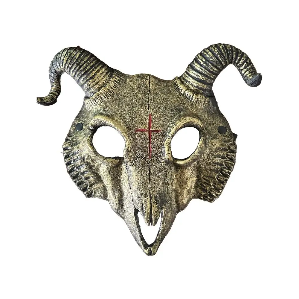 

Необычная маска с козьим рогом на Хэллоуин, маска из искусственной кожи с антилопом, кровавый череп, головной убор, маска для глаз, шоу