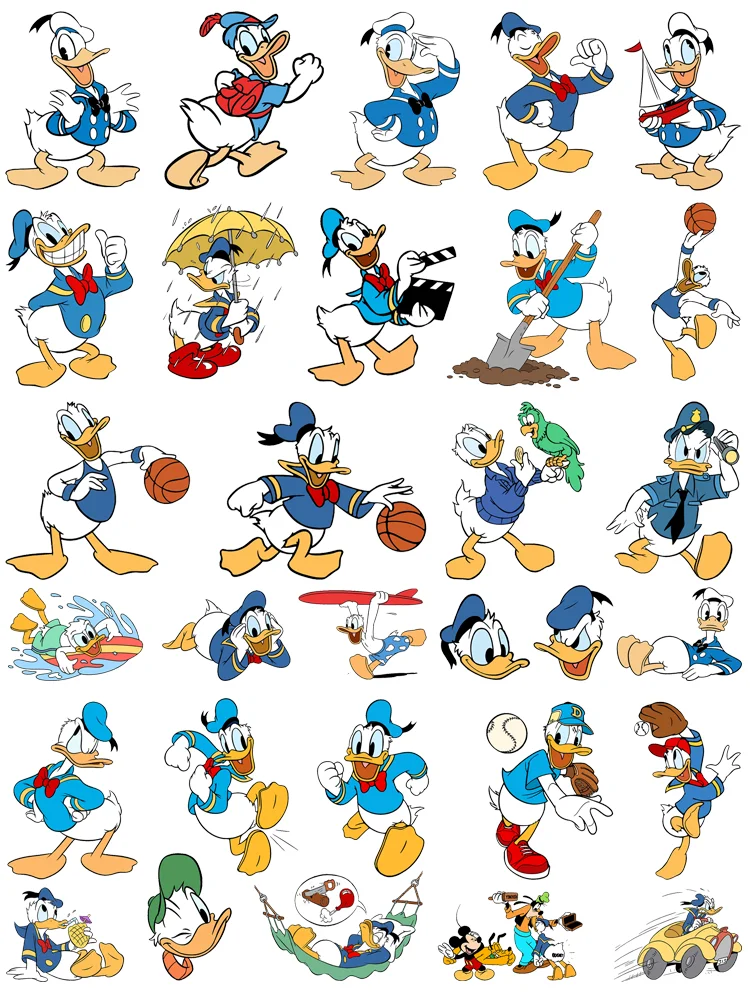 Disney Donald Duck Patches for clothes stripes appliques DIY kids clothing bag printing