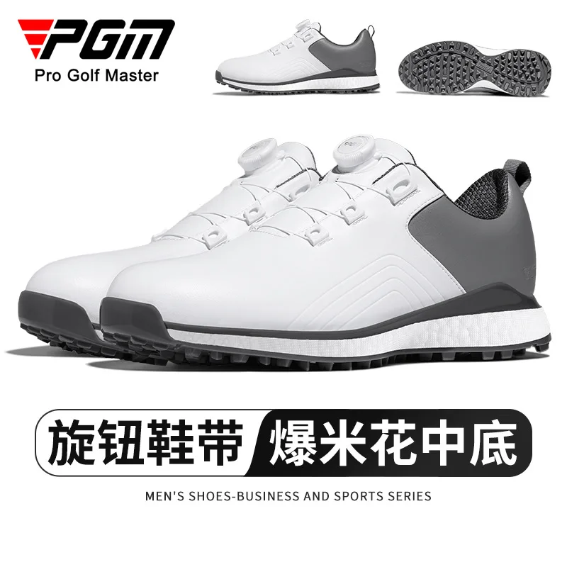 PGM sepatu Golf serat mikro pria, sneaker kasual musim panas tahan air TPU Anti Slip XZ371