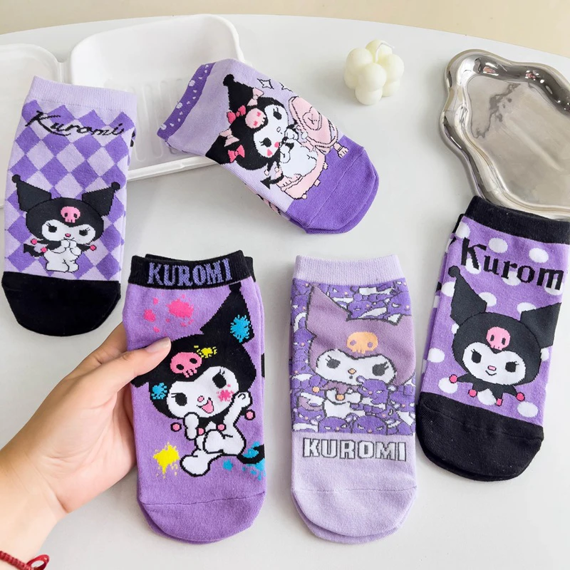 Kawaii Sanrio Short Socks Kuromi Cute Cartoon Anime Student Comfortable Breathable Outdoors Sports Socks Toys Girls Gifts