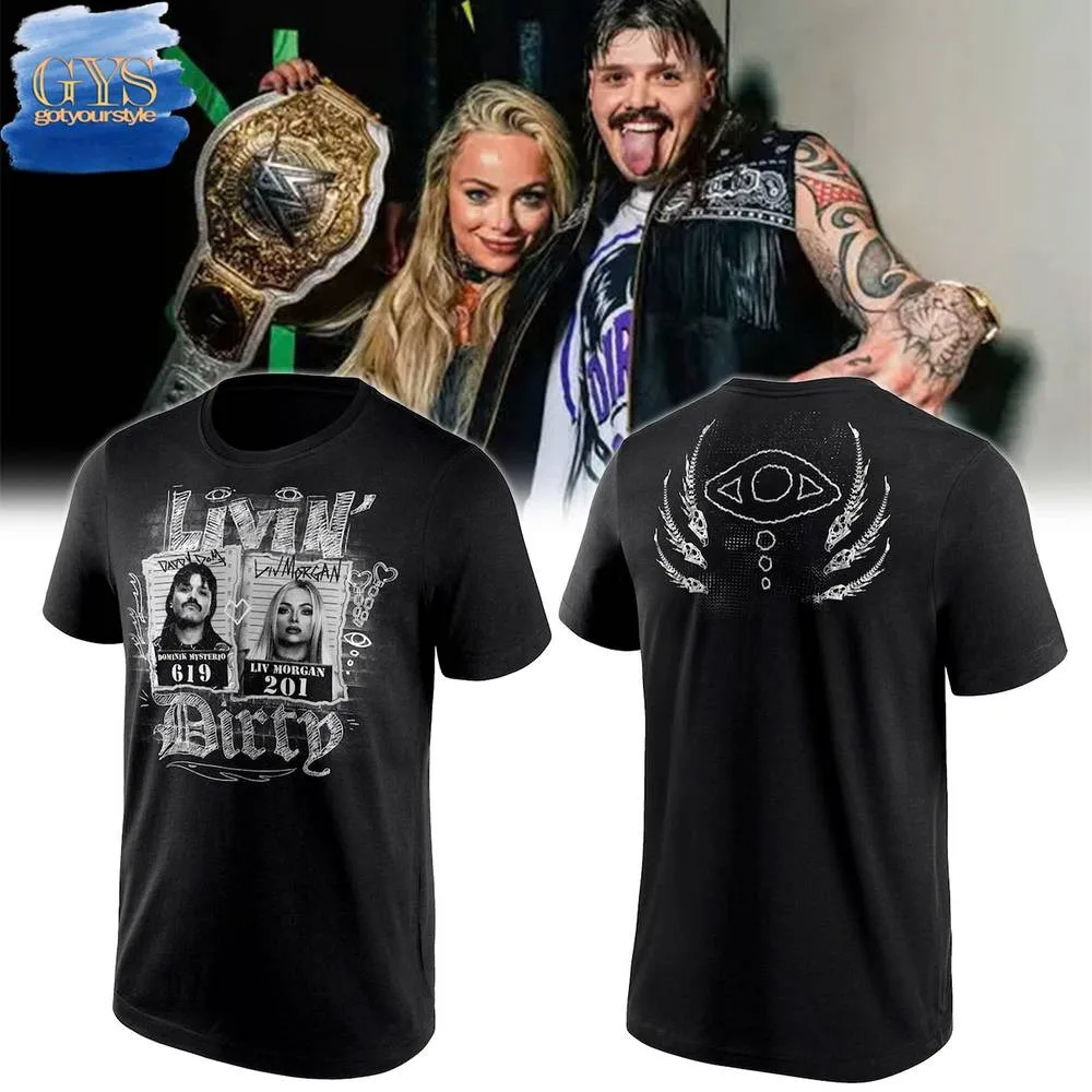 Dominik Mysterio and Liv Morgan Livin Dirty Cotton T-shirt Unisex Men Women Fans Essentials Short Sleeve Tops Fashion Summer Tee