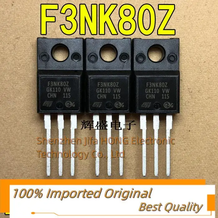 10PCS/Lot   F3NK80Z STF3NK80Z TO-220F  N-Channel 3A/800V MOSFET Best Quality