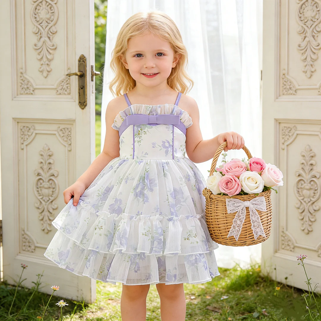 

Нарядное платье-сарафан для малышей с бантом и принтом, для вечеринок, крещений, дней рождения, свадеб, выпускных, костюм принцессы для девочек, подружек невесты