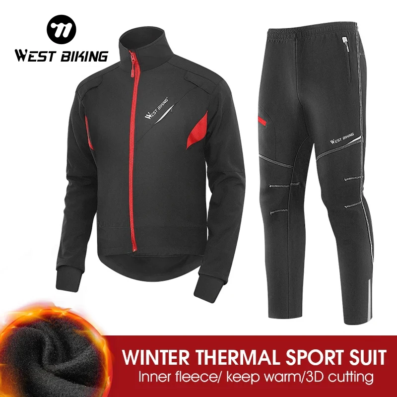 WEST BIKING Winter Thermal Cycling Running Jacket Windproof Ski Snow Snowboard Jacket and Pants Set Men Women Sportswear Suit