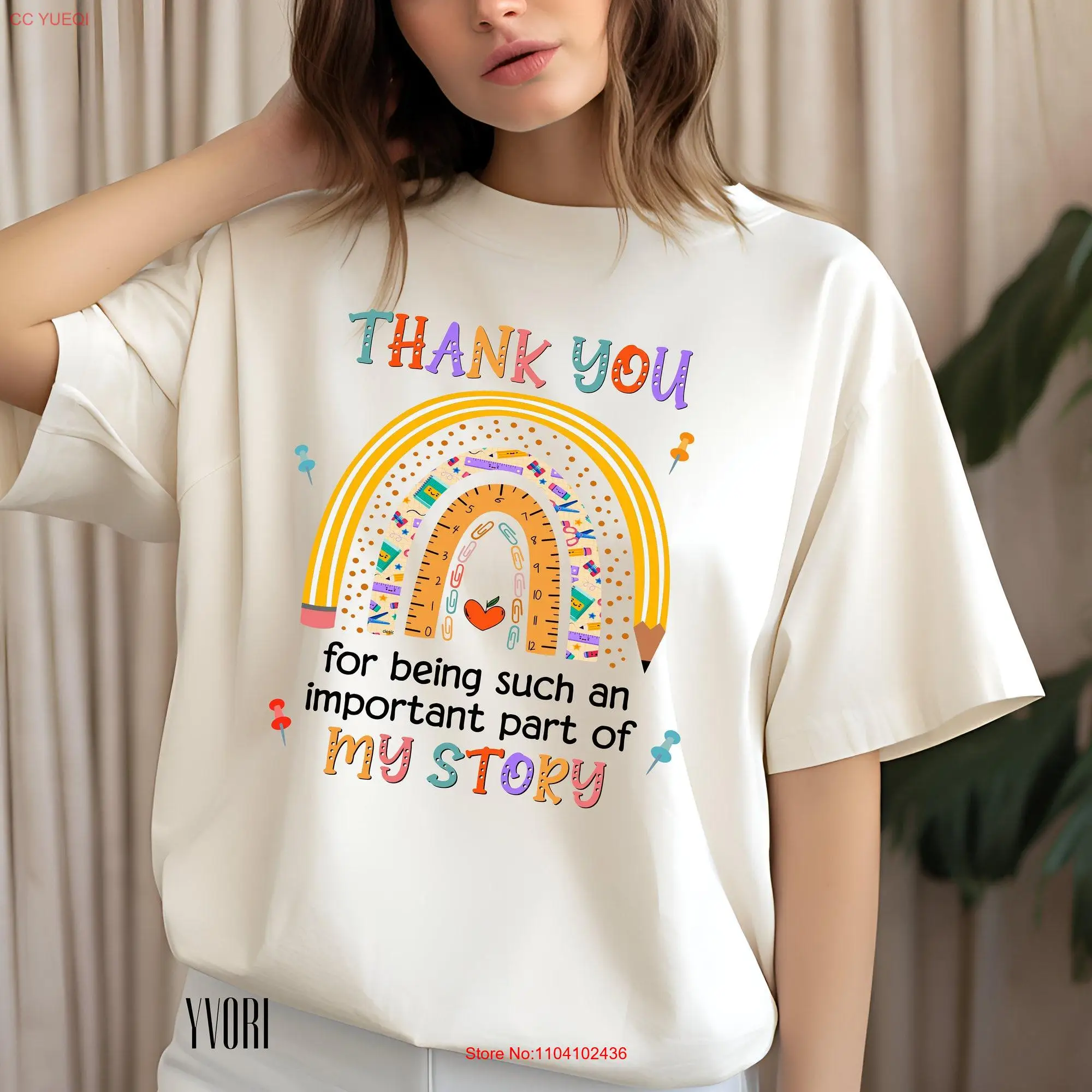 Thank You Teacher T Shirt Welcome Back to School Rainbow Funny long or short sleeves