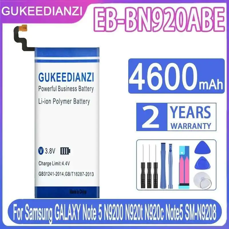 

Надежный блок питания для Samsung Galaxy Note 5 N9200 N920t N920c Note5 SM-N9208 EB-BN920ABE 4600 мАч аккумулятор мобильного телефона