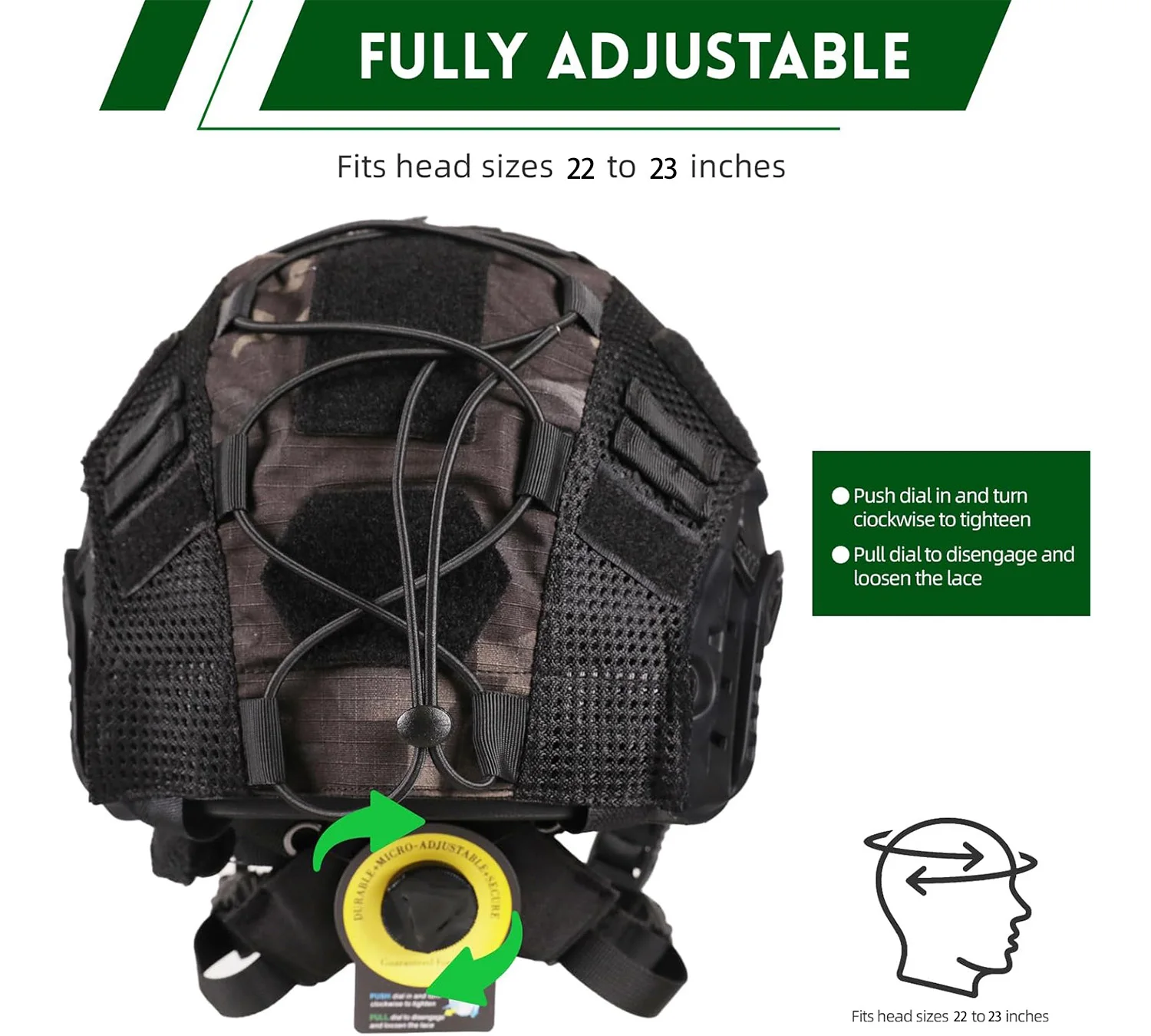 FAST Taktischer Schutzhelm, verstellbarer taktischer Helm mit Batterietasche und Abdeckung für Airsoft, Cosplay, Militärausrüstung – Detail 2