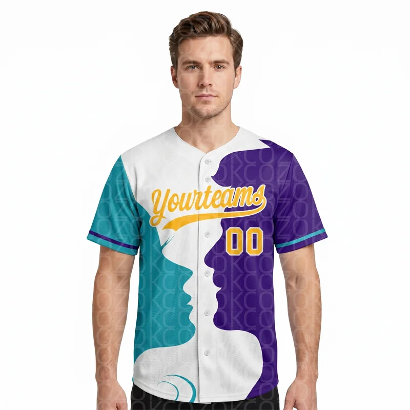 

Face Pattern Baseball Jersey Men Women Short Sleeve Shirt 3D Printed Shirt Team Shirts Hip Hop Unisex Tops