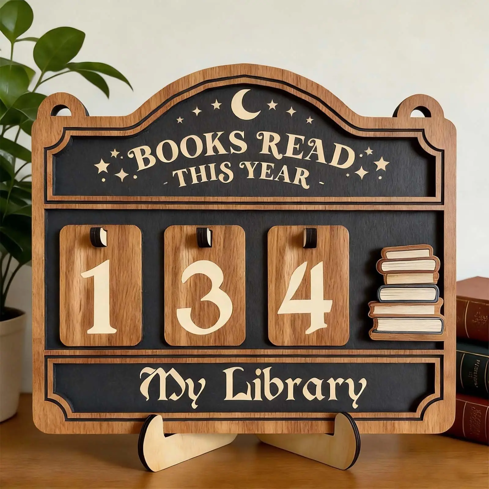 Popular Wooden Reading Counter, Handcrafted Wooden Pendant, Creative Bookshelf Decor Ornament, Home Decor Gift