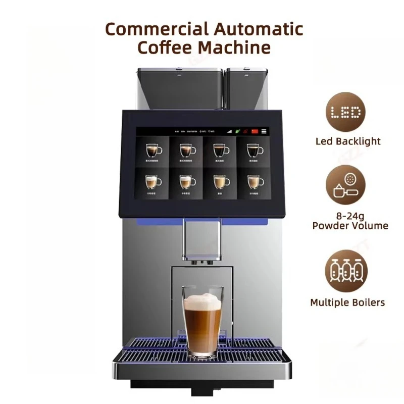 Dual Boiler Cafe Commercial Automatic Bean to Cup Espresso Coffee Mahine With Milk Foam IOT Payment System Multiple Languages