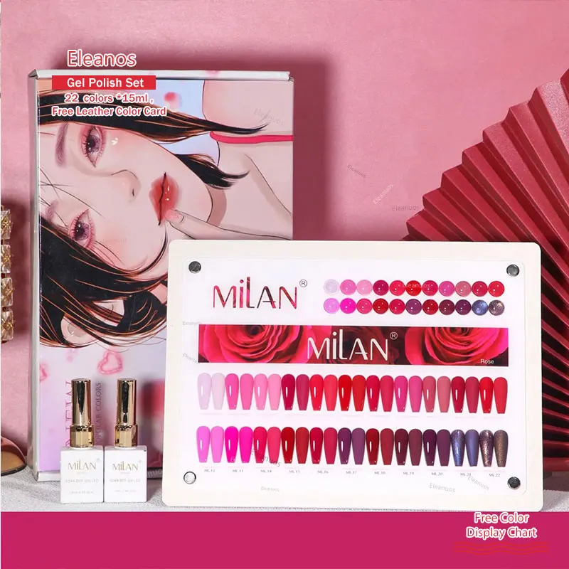 

Eleanos Magenta Rose Bringt Pink 22 Colors Gel Nail Polish Soak Off UV LED Varnish Nail Art Decoration For Nail Salon Whole Set