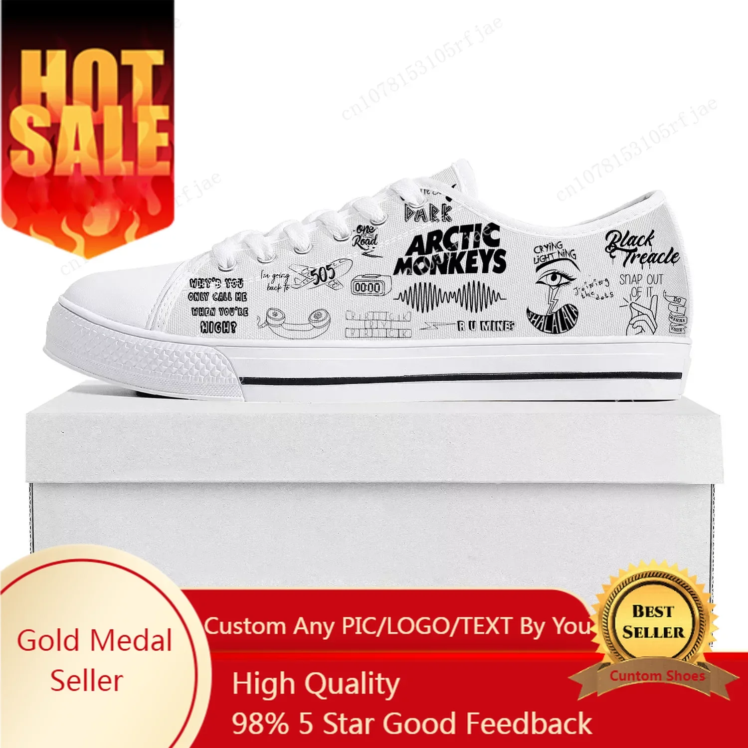 

Arctic Monkeys Rock Band Low Top Sneakers Mens Womens Teenager Canvas Sneaker White Casual Couple Shoe Custom Shoe
