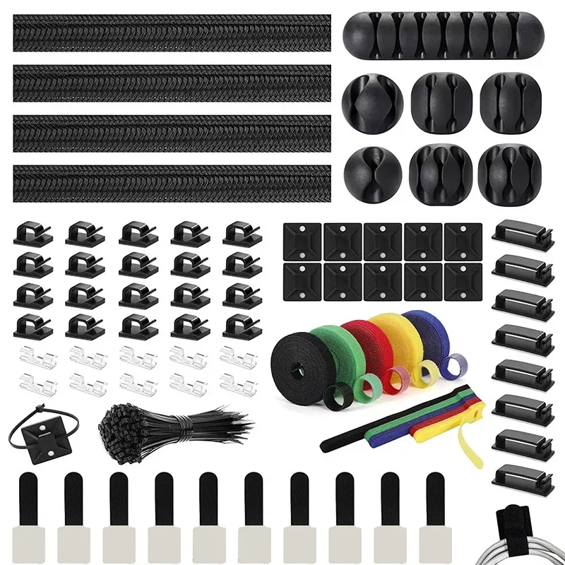 

204 шт., зажимы-органайзеры для кабеля, офисный комплект для прокладки кабелей, органайзер для шнура, стяжка для автомобиля, офиса, дома