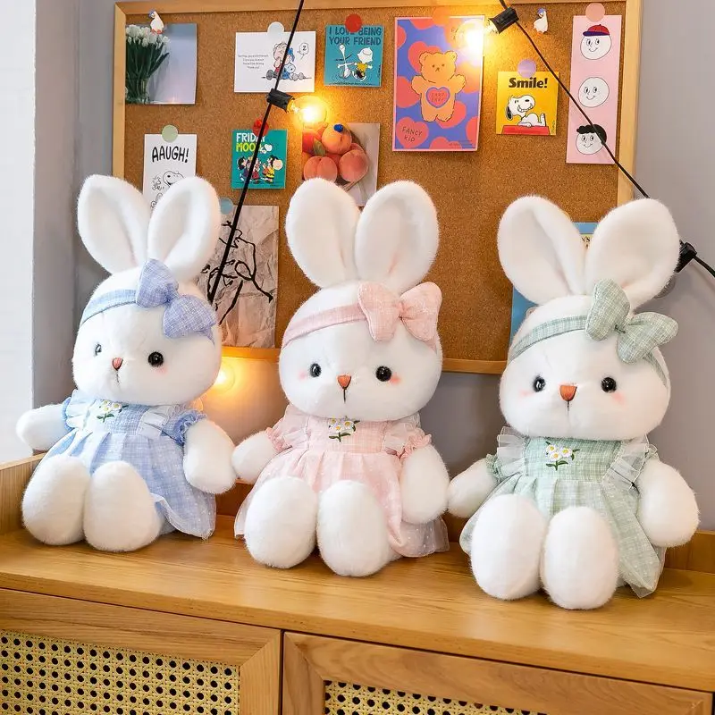 

Rabbit Wearing A Skirt Bow Tie Doll Cloth Doll Plush Toy Little White Rabbit Bedtime Doll